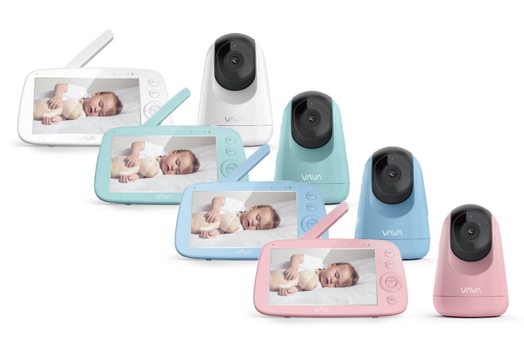 white VAVA baby monitor, green VAVA baby monitor, blue VAVA baby monitor, pink VAVA baby monitor