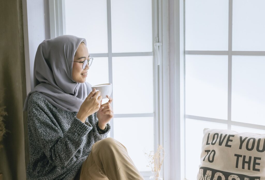 Woman drinking tea